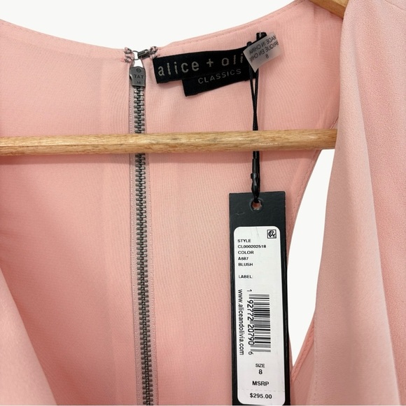 NWT Alice + Olivia Harmony Cowl Neck Racer Back Mini Dress | Sz 8 | Blush Pink - Picture 3 of 14